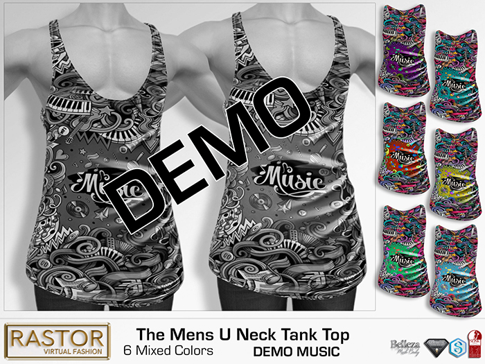 DEMO RASTOR The Mens U Neck Tank Top DEMO MUSIC