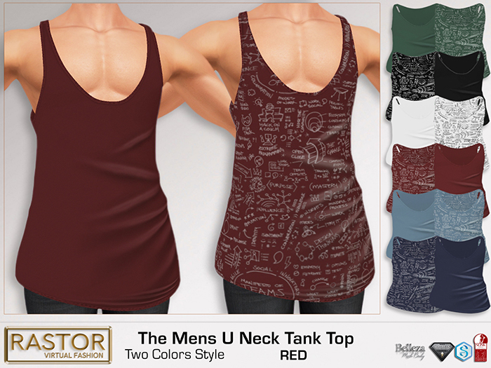 RASTOR The Mens U Neck Tank Top RED