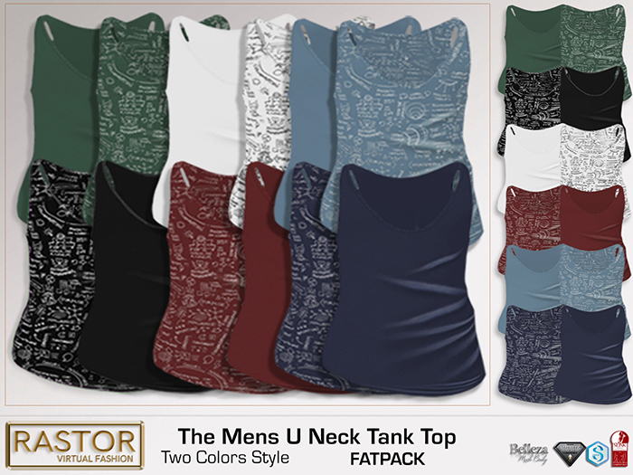 RASTOR The Mens U Neck Tank Top FATPACK