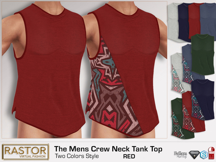 RASTOR The Mens Crew Neck Tank Top RED