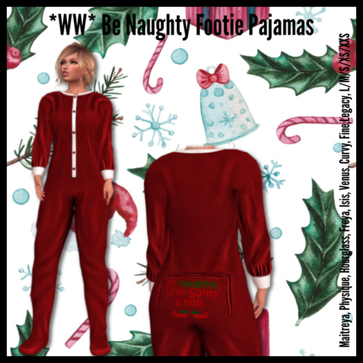*WW* Be Naughty Footie Pajamas