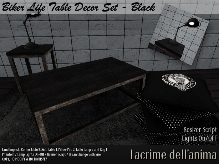 Biker Life Table Decor Set - Black