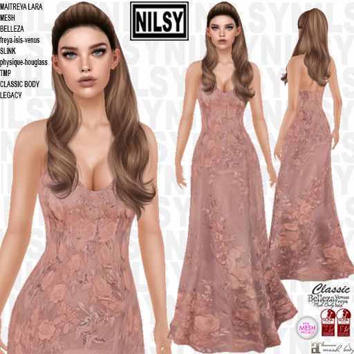 STRAPLESS FLOWER GOWN,legacy,tmp,mesh,maitreya,belleza,sl