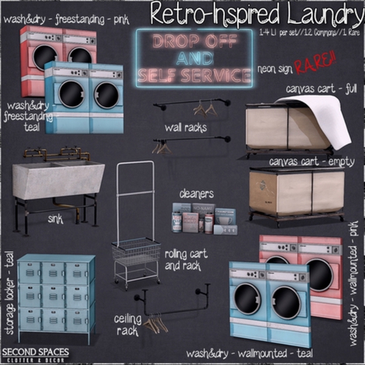 Second Spaces - Retro Laundry - canvas cart - empty