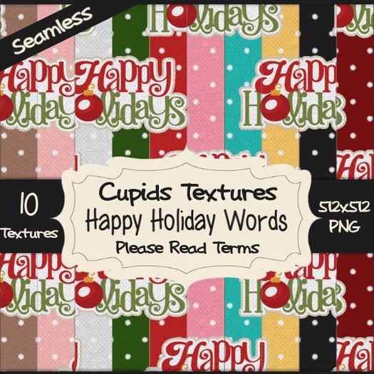 *Cupids Textures * 10 HAPPY HOLIDAY WORDS