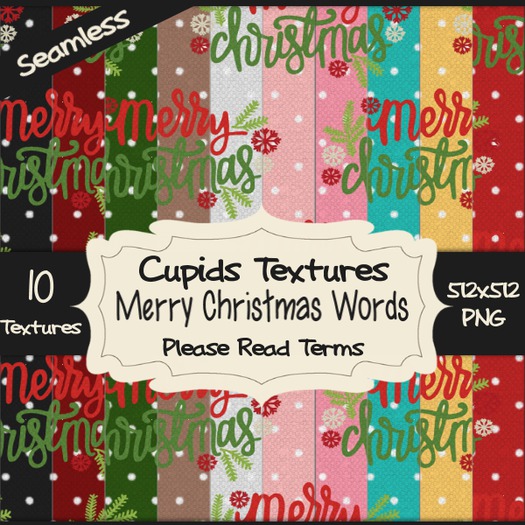 *Cupids Textures * 10 MERRY CHRISTMAS WORDS