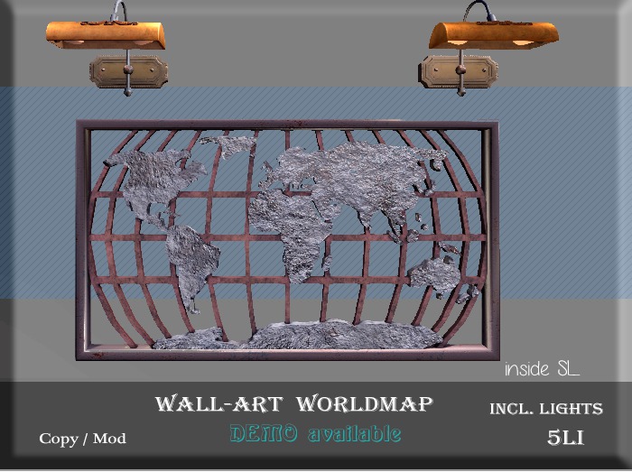 Mesh Wall Decor:  Worldmap + Lights 