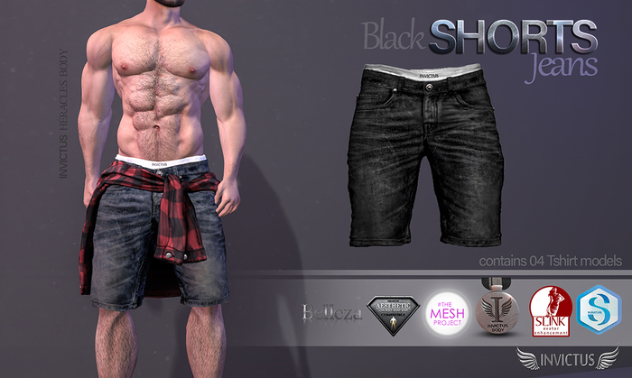 INVICTUS -Shorts jeans Black