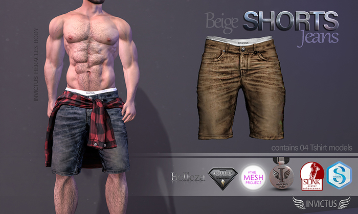 INVICTUS -Shorts jeans Beige