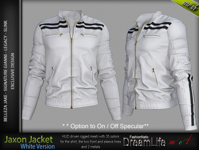 FashionNatic - Jaxon Jacket White - Slink, Signature Gianni, Belleza - Jake, Legacy