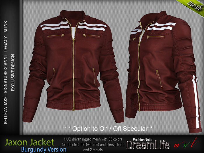 FashionNatic - Jaxon Jacket Burgundy - Slink, Signature Gianni, Belleza - Jake, Legacy