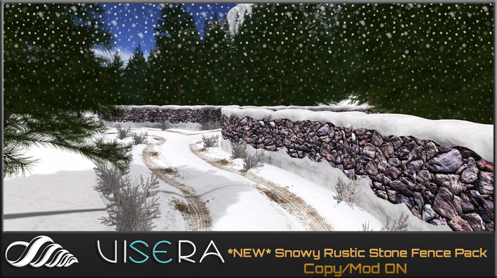 *NEW* Rustic Snowy Stone Fence ALL PACK