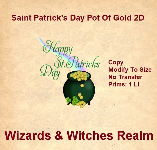 Saint Patrick's Day Pot Of Gold 2D