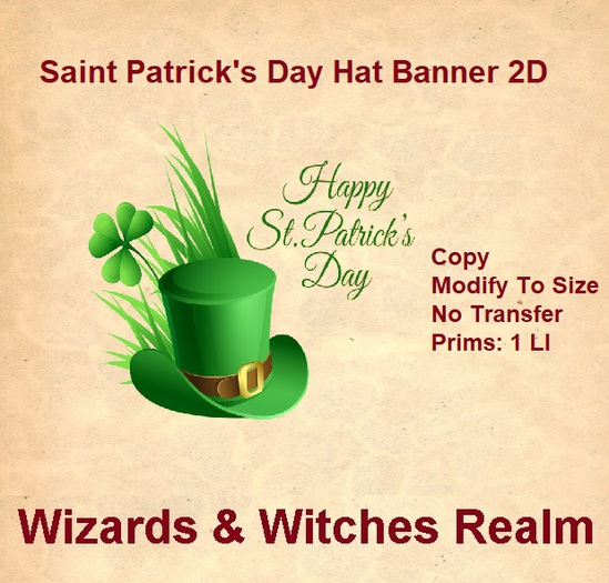 Saint Patrick's Day Hat Banner 2D