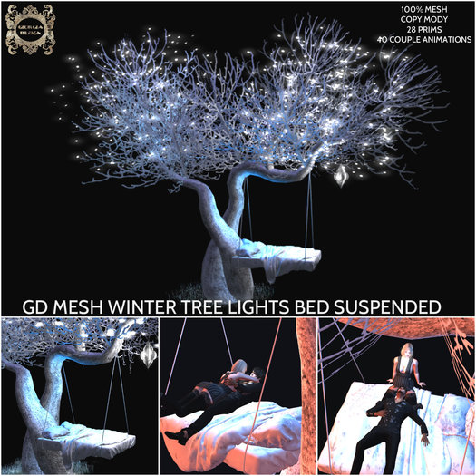 GD MESH WINTER TREE LIGHTS BED SUSPENDED
