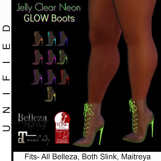 :.Unified.:Jelly Boots ( Neon Glow Clear Fat Pack)