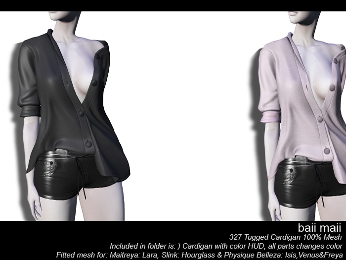 baii maii 327 Tugged Cardigan wHUD Maitreya Slink Belleza