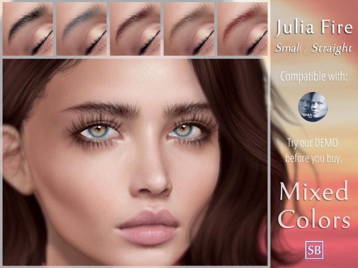 Eyebrows, Genus: JuliaFire.Small.Straight.MixedColors
