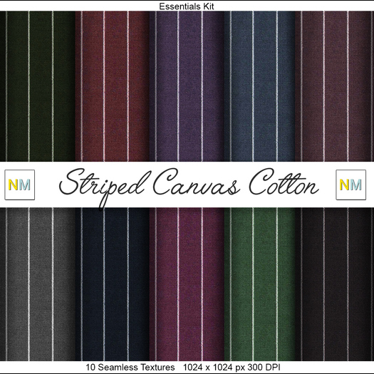Striped Canvas Cotton Essentials Kit 10 Seamless Fabrics NM