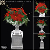 GD CHRISTMAS MESH VASE COLUMN POINSETTIA