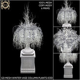 GD MESH WINTER VASE COLUMN PLANTS ICED