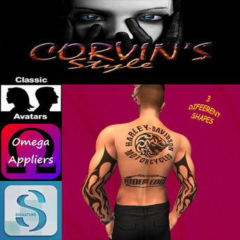 Second Life Marketplace - HarleyDavidson_3 Shapes Tattoo_Omega+Classic