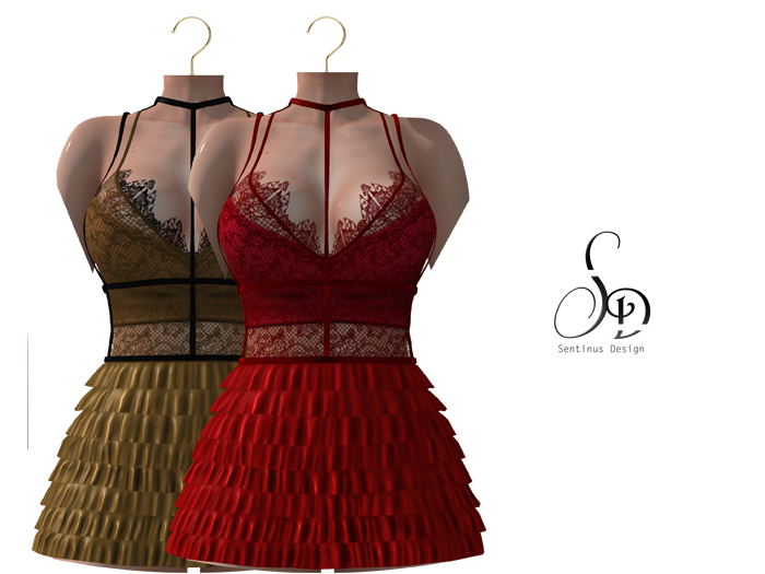-Sentinus- Luna Dress Wheat&Red Version