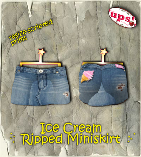 "UPS!" - Ice cream ripped miniskirt!