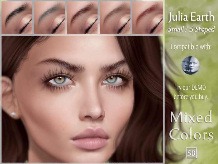 Eyebrows, Genus: JuliaEarth.Small.S.Shaped.MixedColors