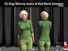 [S] Gigi Skinny Jeans & Roll Neck Sweater Green