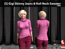 [S] Gigi Skinny Jeans & Roll Neck Sweater Pink