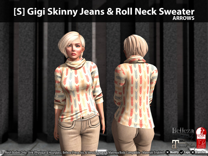 [S] Gigi Skinny Jeans & Roll Neck Sweater Arrows