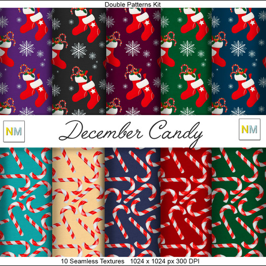 December Candy Double Patterns Kit 10 Seamless Textures NM
