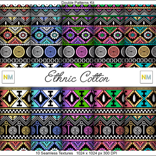 Ethnic Cotton Double Patterns Kit 10 Seamless Textures NM