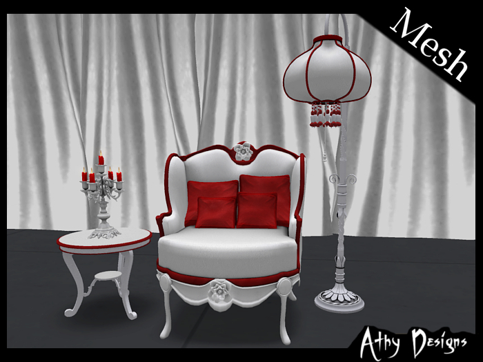 Mesh Red Baroque Victorian Chair Set [Boxed]