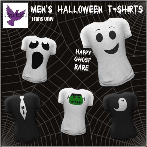 [ free bird ] Men's Happy Ghost T-Shirt (bagged) RARE