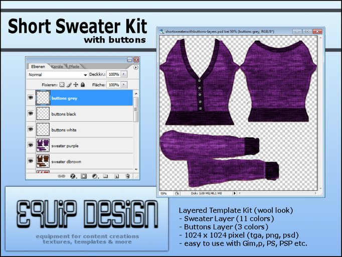 SHORT SWEATER KIT (tga, png, psd) *NEW*