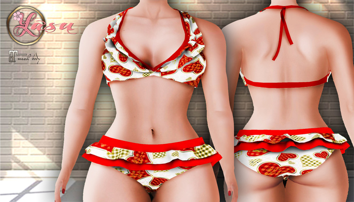 .:YASU:. 23 - Swimwear Red Hearts - FITMESH