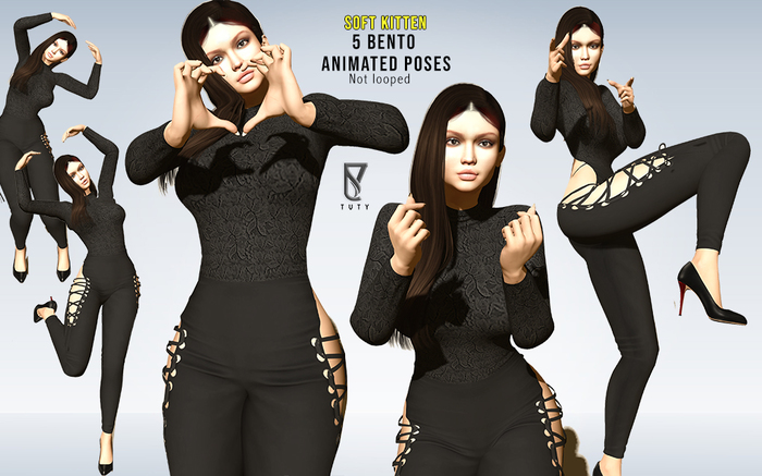 Tuty - 5 Soft Kitten animated BENTO poses (not looped)