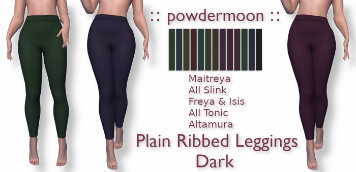 powdermoon - Plain Ribbed Leggings (Dark) DEMO With HUD
