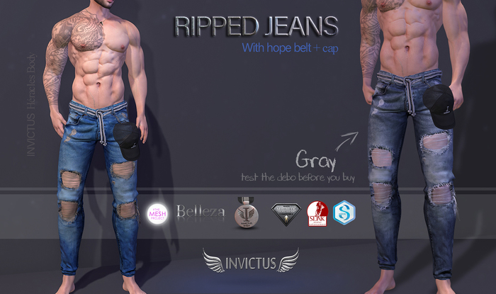 INVICTUS - Ripped Jeans - Grey