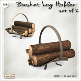 [V/W] Basket Log Holders - 2 metal baskets with firewood - Mesh home decor