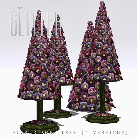 Second Life Marketplace GLITTER Flower Xmas Tree Mesh (4 Versions