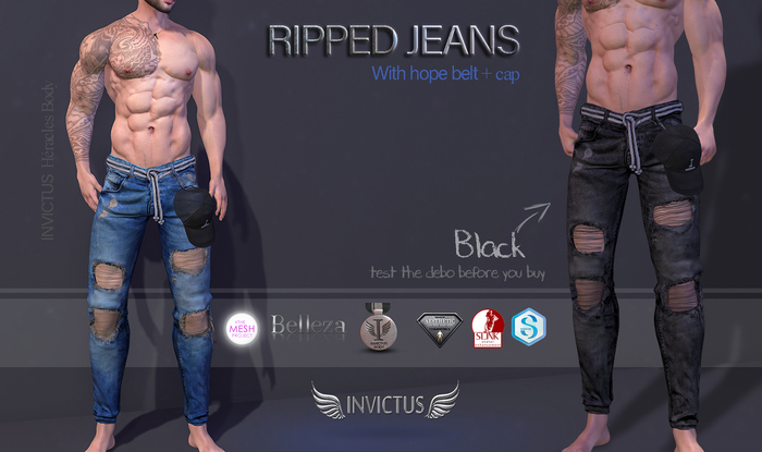 INVICTUS - Ripeed Jeans Black