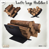 [V/W] Loft Log Holder I - Black wood rack for firewood - Mesh home decor