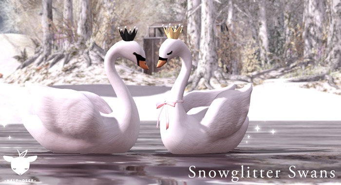 +Half-Deer+ Snowglitter Swans [Set of 4]