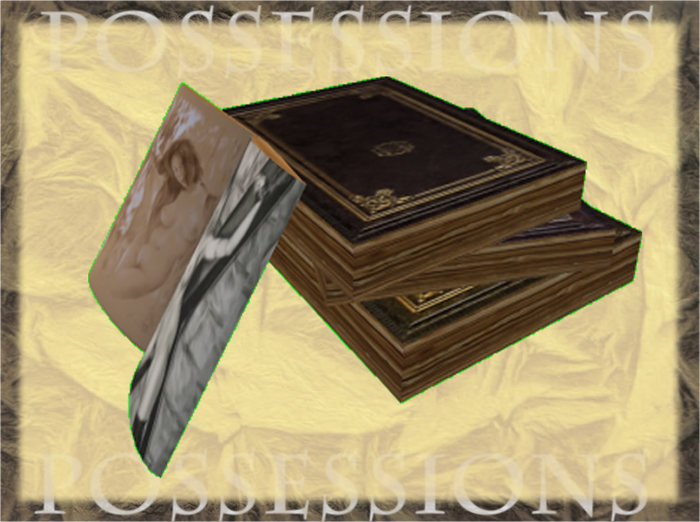 Leather book pile3 w/open book