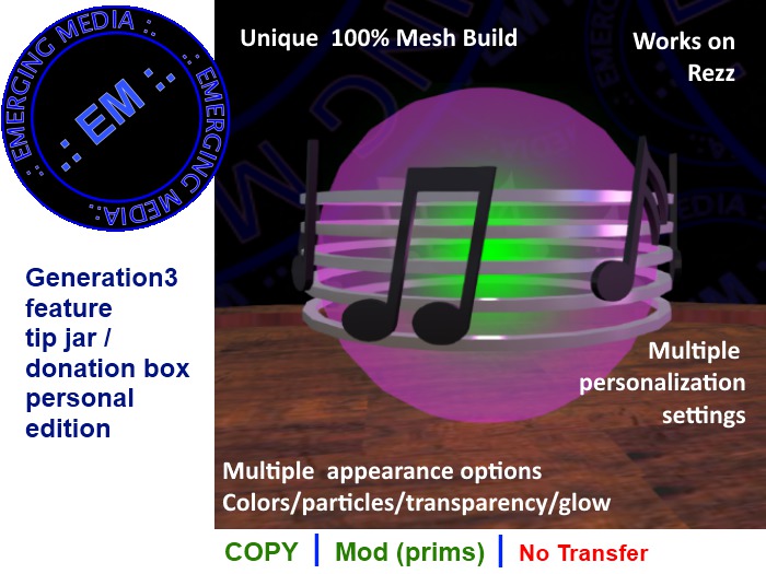 Mesh Tip  Jars  - Music Orb Tips - Personal  Tip Jar