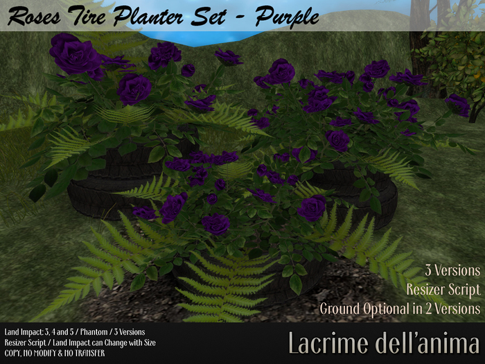 Roses Tire Planter Set - Purple