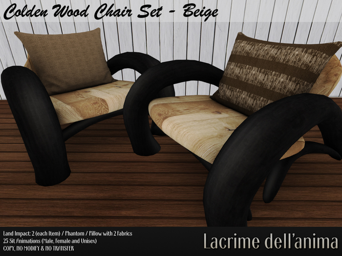 (BOX) Colden Wood Chair Set - Beige